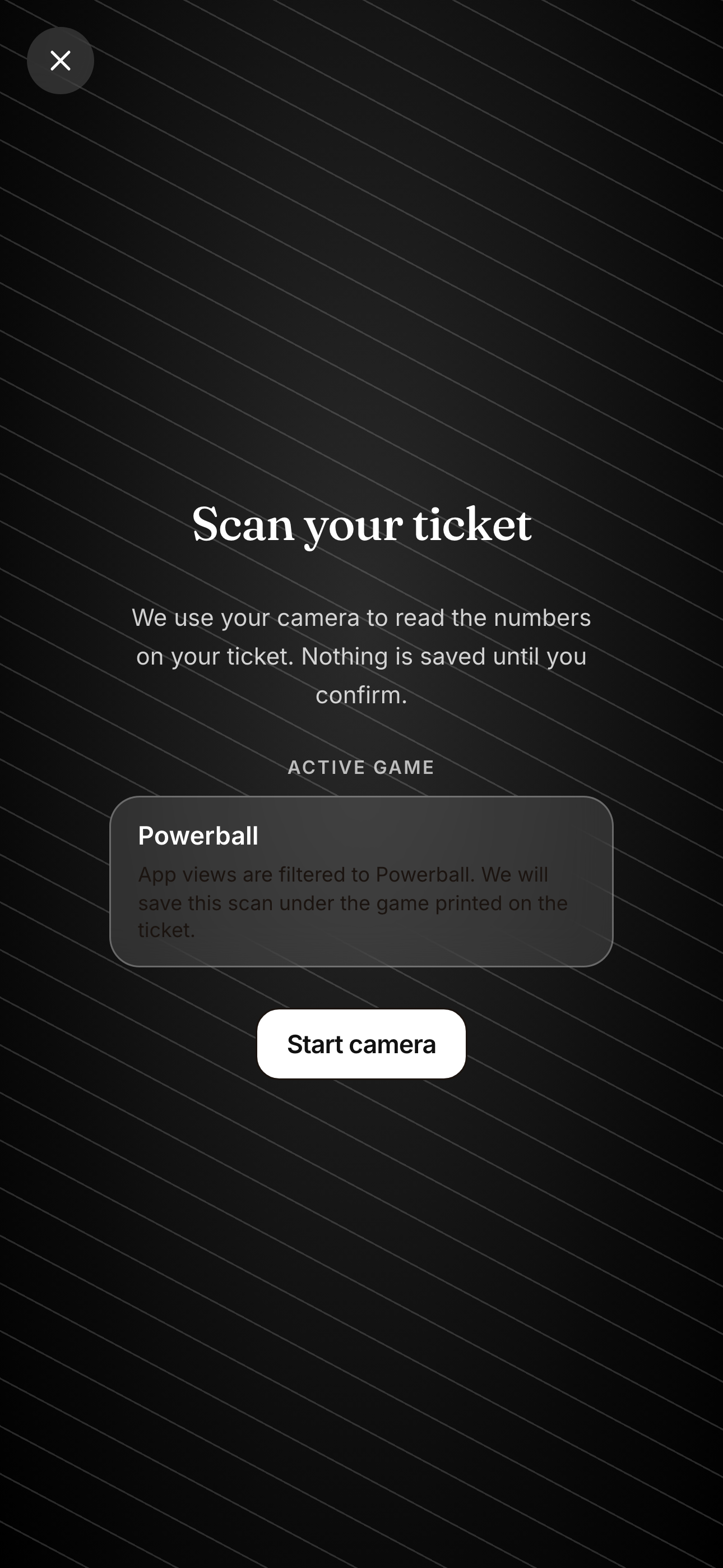 Chancey scanning a printed Powerball ticket